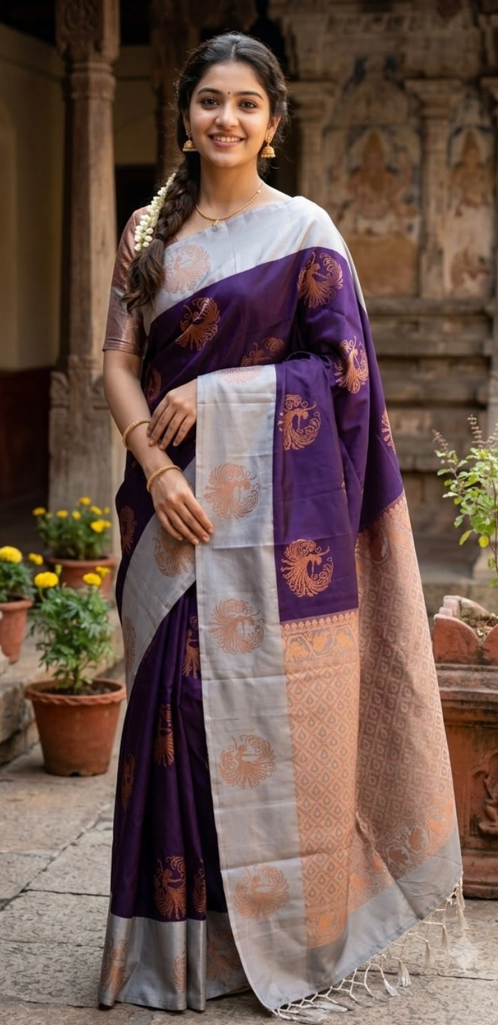Kanchipuram Elite Silk Grand Motif Weaved Border Saree